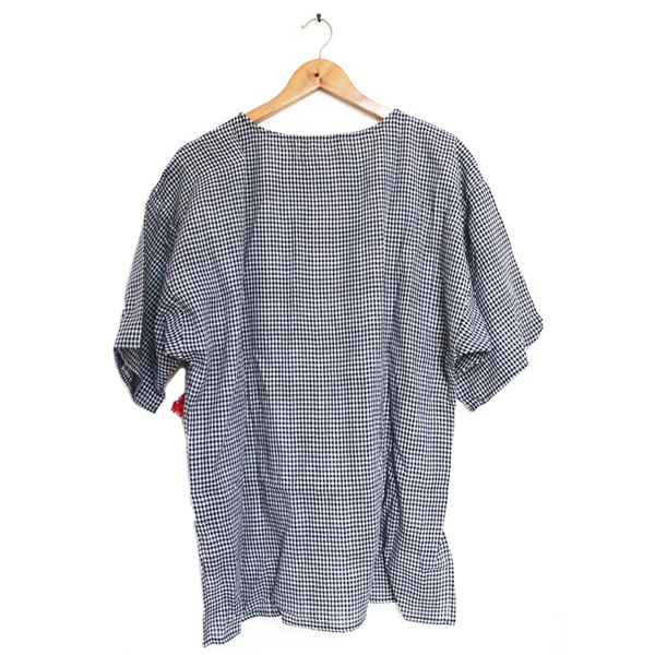 Kirgiti's ' Double Weave Organic Cotton and Hand Embroidered Black Checkered Comfort Fit Top - image 4